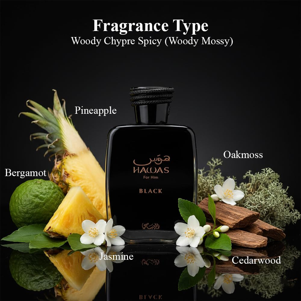 Hawas Black by Rasasi for Men  - огляд і ціна Perfume Fragrance For Men